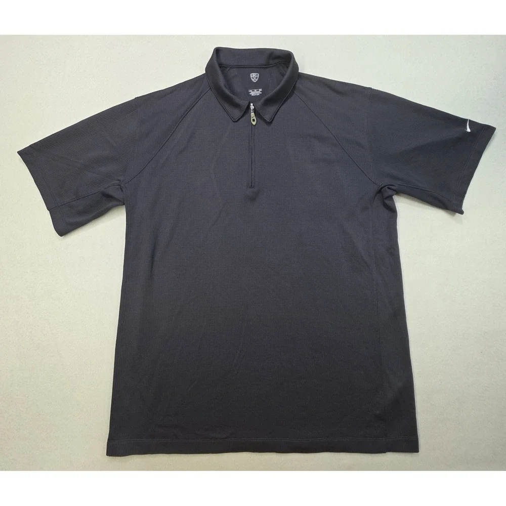 Vintage Nike Golf Polo Shirt‎ Mens XL FISH SCALES BACK VENT Gray White  1/4 Zip
